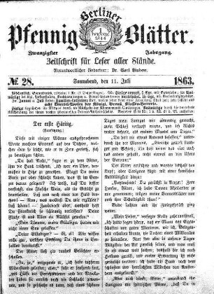 No. 28, Sonnabend, den 11. Juli 1863