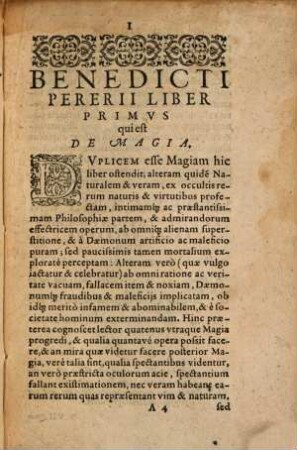 Benedicti Pererii Valentini E Societate Jesv. Adversvs Fallaces Et Svperstitiosas Artes, Id Est, De Magia, De Observatione Somniorum, et, De Diuinatione Astrologica : Libri Tres