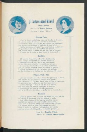 ¡El cantar de aquel Malevo! : Tango-Canción. Creación de Rosita Quiroga. Grabado en disco "Víctor"