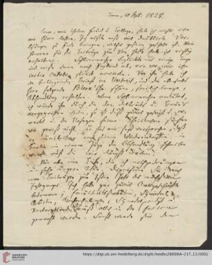Korrespondenz Karl Immanuel Nitzsch / Carl Ullmann: Brief von Karl Immanuel Nitzsch an Carl Ullmann