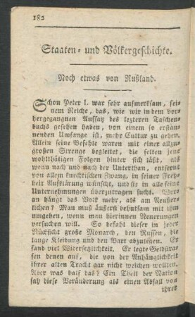 Staaten- und Völkergeschichte. Noch etwas von Rußland