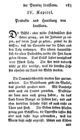 IV. Kapitel. Produkte und Handlung von Louisiana.