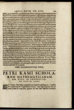 Petri rami scholarum mathematicarum. Lib. XVIII.