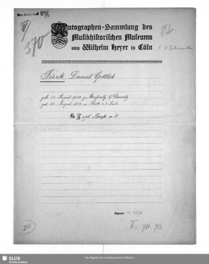 16 Briefe, vorwiegend an d. Musikverl. Hoffmeister & Kühnel in Leipzig - Mscr.Dresd.App.898 : (1783 - 1811)