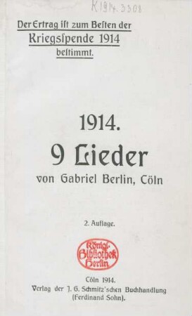1914 : 9 Lieder