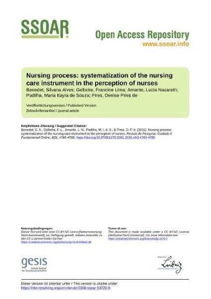 Nursing process: systematization of the nursing care instrument in the perception of nurses