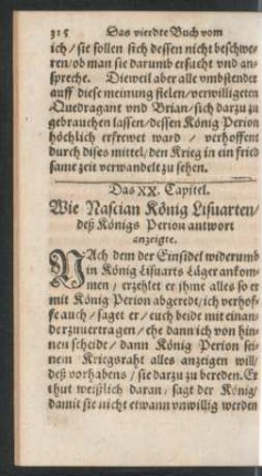 Das XX. Capitel. Wie Nascian König Lisvarten/ deß Königs Perion antwort anzeigte.