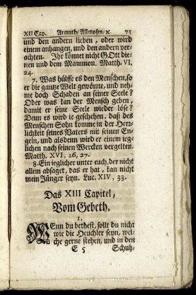 Das XIII. Capitel. Vom Gebeth.