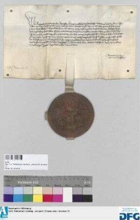 König Rupprecht stellt der Stadt Nürnberg Quittung aus über 2000 fl. Reichssteuer.
