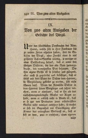 140-162, IX. Von zwo alten Ausgaben der Gedichte des Virgil