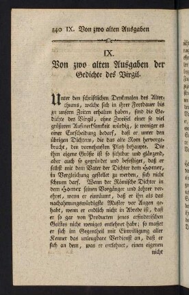 140-162, IX. Von zwo alten Ausgaben der Gedichte des Virgil