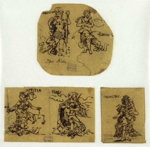 Figuren aus Palladio, Justitia und Fides, Fortitudo und Misericordia, Charitas