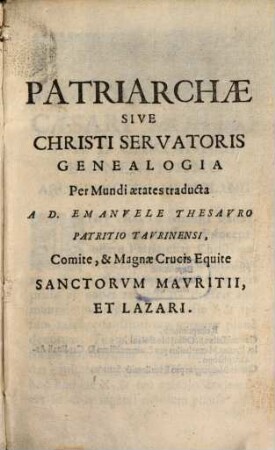 Patriarchae Siue Christi Servatoris Genealogia