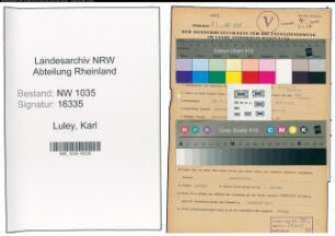 Entnazifizierung Karl Luley , geb. 26.05.1900 (Kaufmaennischer Angestellter)