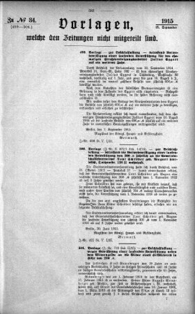 Anlage: zu No.34 (499-506), Vorlagen, welche den Zeitungen nicht mitgeteilt sind