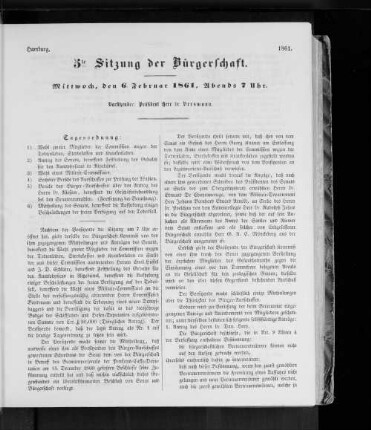 5te Sitzung der Bürgerschaft
