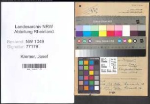 Entnazifizierung Josef Kremer , geb. 31.12.1889 (Polizist)