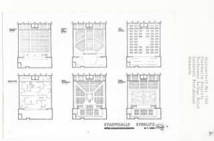 Stadthalle, Berlin-Steglitz (Diplomarbeit bei Willy Kreuer): Möblierungsschema 1:200