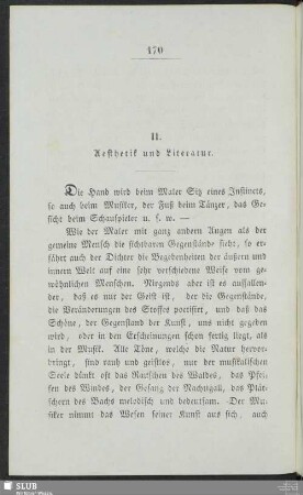 Fragmente vermischten Inhalts. II. Aesthetik und Literatur