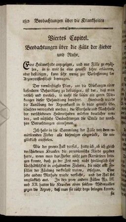 Viertes Capitel. Beobachtungen über die Fälle der Fieber und Ruhr.