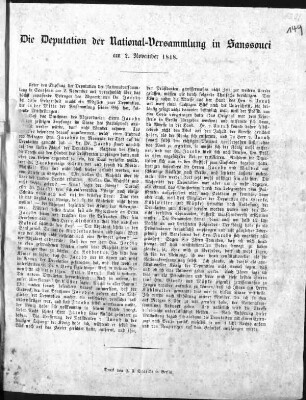 Die Deputation der National-Versammlung in Sanssouci am 2. November 1848. (Sammlung Friedlaender)