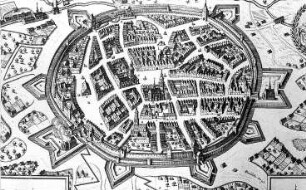 Zittau. Vogelschau, Ausschnitt aus: Die Stadt Zittau 1643 (Sign.: VIII 129)