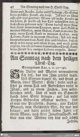 Am Sonntag nach dem heiligen Christ-Tag