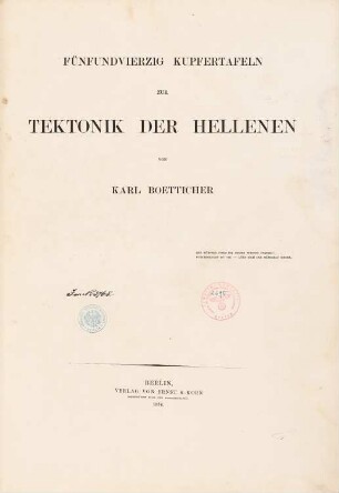 »Tektonik der Hellenen« (Tafelband, 2. Auflage Berlin 1874): Titelblatt