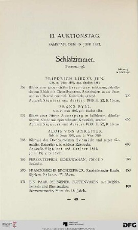 III. Auktionstag: Samstag, den 10. Juni 1933 (Nr. 366-538)