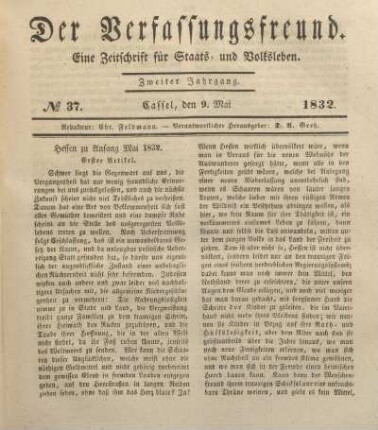 № 37. Cassel, den 9. Mai 1832.