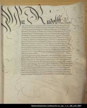 Kaiser Rudolf II. bestätigt dem Grafen Edzard II. von Ostfriesland das Erstgeburtsrecht als Nachfolgeordnung Zweite Ausfertigung Ausstellungsort: Prag Anhängendes Siegel beschädigt erhalten; Unterschrift