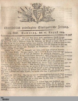 Churfürstlich privilegirte Stuttgartische Zeitung