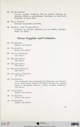 Orient-Teppiche und Verbinder (Nr. 532-641)