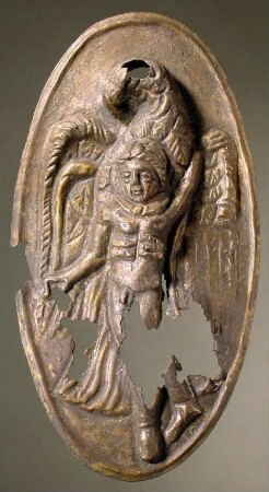 Ovales Relief, vermutlich ein Prometopidion: Raub des Ganymed durch Zeus als Adler