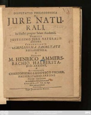 Disputatio Philosophica De Iure Naturali