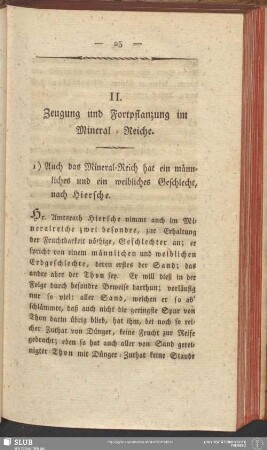 II. Zeugung und Fortpflanzung im Mineral-Reiche