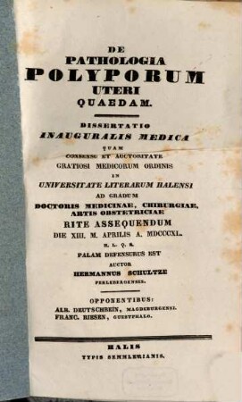 De pathologia polyporum uteris quaedam : diss. inaug. med.