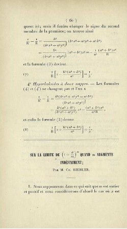 Sur la limite de ... quand m augmente indéfiniment.