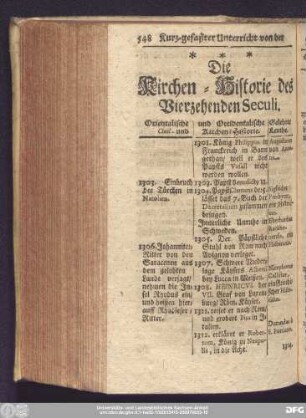 Die Kirchen-Historie des Vierzehenden Seculi.