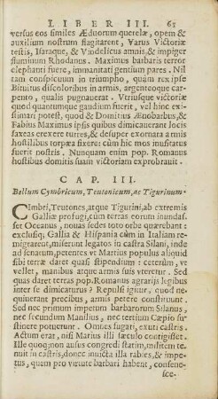 Cap. III. Bellum Cymbricum, Teutonicum, ac Tigurinum