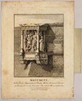 Das Moritz-Monument an der Festungsmauer in Dresden, Bildblatt und zweiseitige Erklärungsbeilage in 2. Auflage 1811