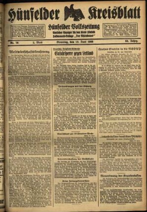 Zweite Ausgabe vom Dienstag, den 13. Juni 1933.