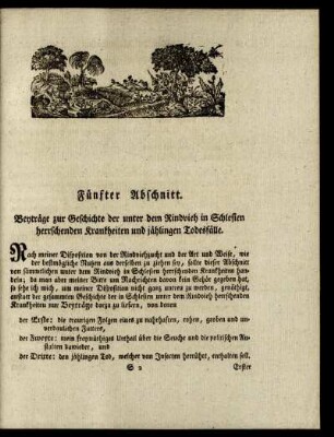 Fünfter Abschnitt. Beyträge zur Geschichte der unter dem Rindvieh in Schlesien herrschenden Krankheiten und jählingen Todesfälle.