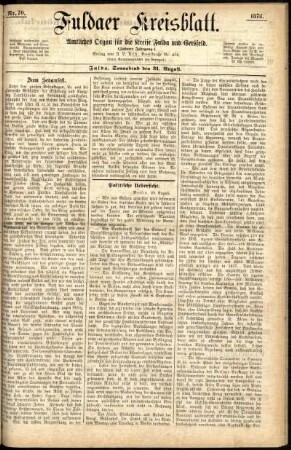 Ausgabe vom Samstag, den 31. August 1878.