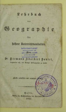 Lehrbuch der Geographie für höhere Unterrichtsanstalten