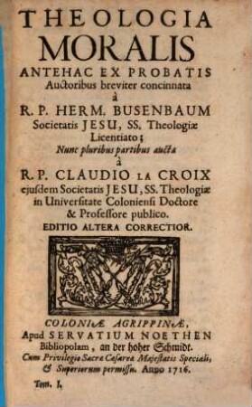 Theologia Moralis. 1,[2], [Liber II]