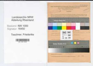 Entnazifizierung Friederike Teschner, geb. 20.06.1904 ()