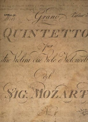 Grand QUINTETTO per due Violini due Viole e Violoncello del SIG. MOZART N.o ([hs.:] 7)