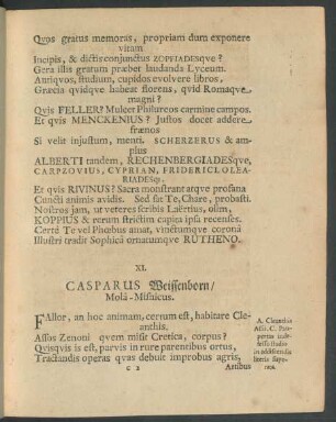 XI. Casparus Weissenborn/ Mola-Misnicus.