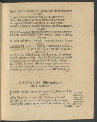 XI. Casparus Weissenborn/ Mola-Misnicus.